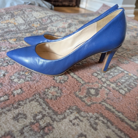 Nine West Blue Leather Heels Size 7 - Picture 1 of 7